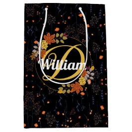 Sacola Para Presentes Média Folha floral da safra, desenho botânico único