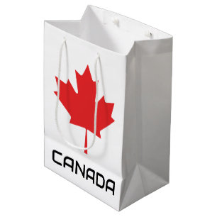 Sacola Para Presentes Média folha vermelha do mapa canadense