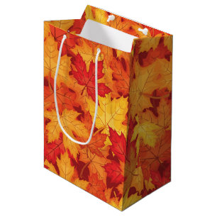 Sacola Para Presentes Média Folhas de outono