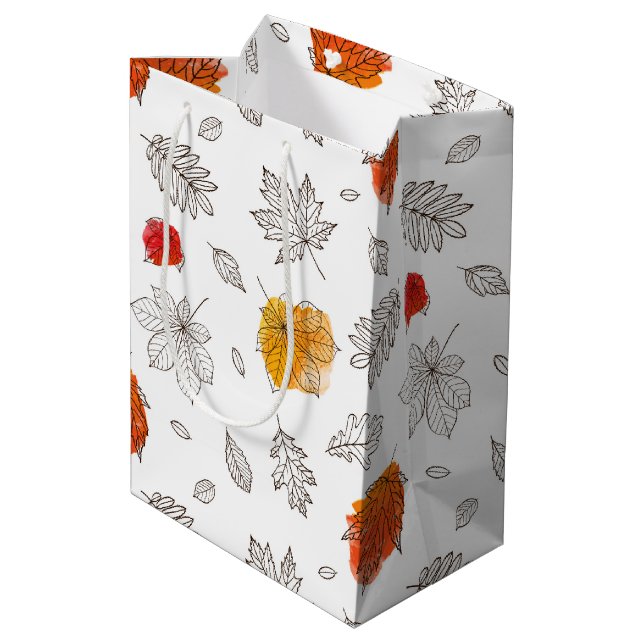 Sacola Para Presentes Média Folhas de Outono (Verso inclinado)