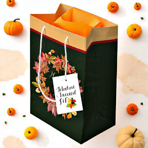Sacola Para Presentes Média Folhas de outono e joaninhas com texto personalizá