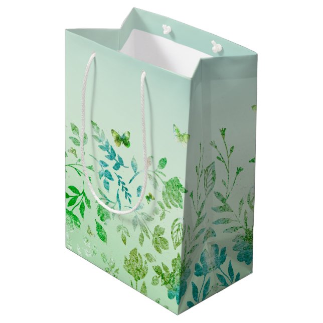Sacola Para Presentes Média Folhas de primavera (Verso inclinado)
