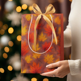 Sacola Para Presentes Média Folhas de Quebra de Aquarela Russa - Folhagem de o