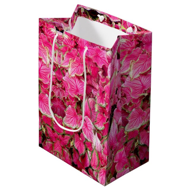 Sacola Para Presentes Média Folhas Rosa Med Gift Bag (Frente inclinada)