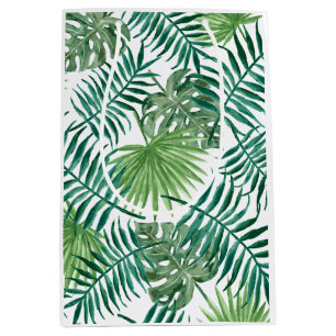 Sacola Para Presentes Média Folhas Tropicais