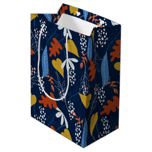 Sacola Para Presentes Média Folhas tropicais e padrão de flores