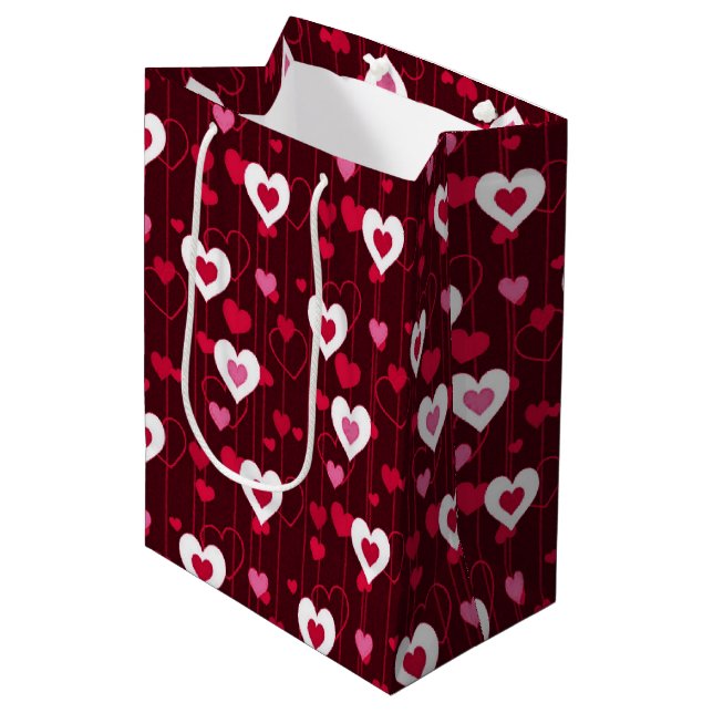 Sacola Para Presentes Média Forever Love Red Hearts (Frente inclinada)
