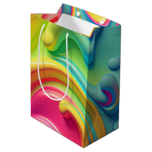 Sacola Para Presentes Média Formas de Fluido Arco-Íris Plástico