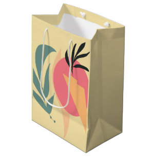Sacola Para Presentes Média Formas de Ilustração de Planta Abstrata Rosa Amare