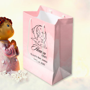 Sacola Para Presentes Média Formas de Lua Rosa-Rosa Chá de fraldas Enviadas