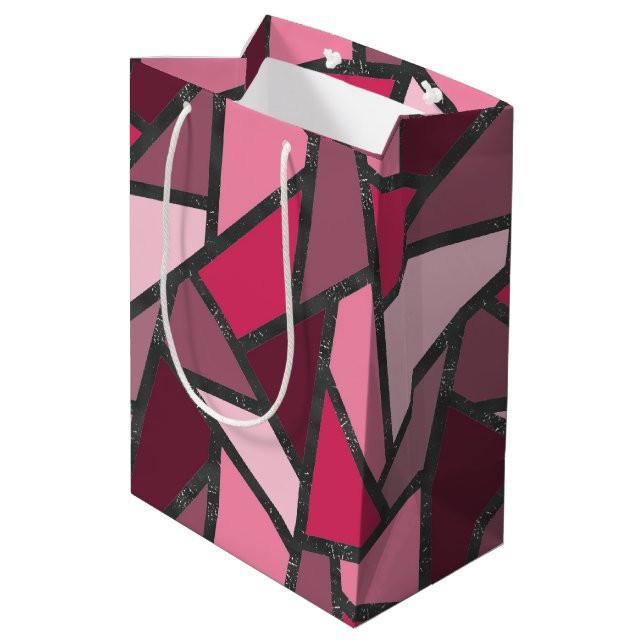 Sacola Para Presentes Média Formas de vidro cor-de-rosa (Verso inclinado)