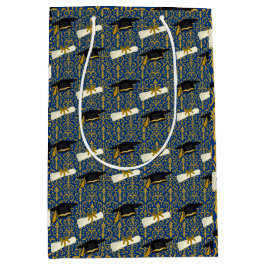 Sacola Para Presentes Média Formatura Azul e Dourado Ornata