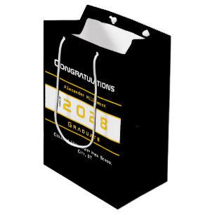 Sacola Para Presentes Média Formatura Preto Branco Amarelo