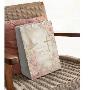 Sacola Para Presentes Média Forte Blush e Dourado Quince, personalizado