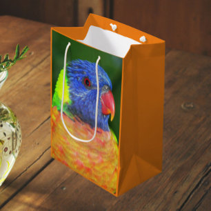 Sacola Para Presentes Média Foto Colorida do Arco-Íris Lorikeet