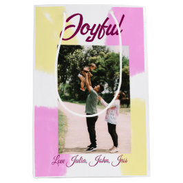 Sacola Para Presentes Média Foto da família de fotos, cor-de-rosa amarela e al