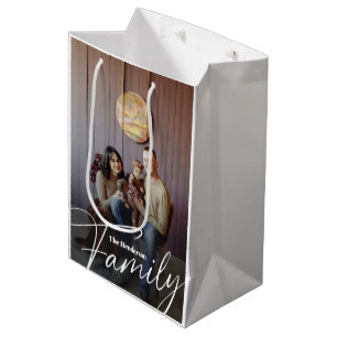 Sacola Para Presentes Média Foto da família personalizada simples