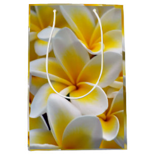 Sacola Para Presentes Média Foto da flor do Plumeria do Frangipani