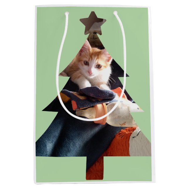 Sacola Para Presentes Média Foto de Animal de Natal  (Frente)