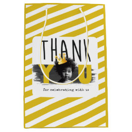 Sacola Para Presentes Média Foto de Primeiro Aniversário Personalizada Amarelo