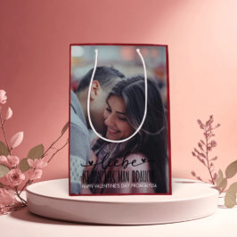 Sacola Para Presentes Média Foto do Dia dos Namorados Felizes Personalizada