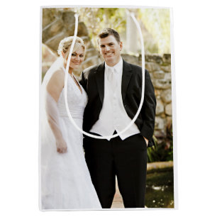 Sacola Para Presentes Média Foto do Noivado Bridal Personalizado