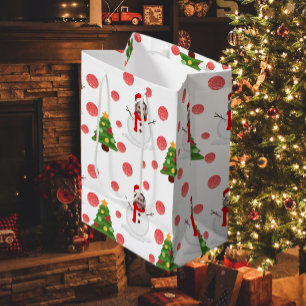 Sacola Para Presentes Média Foto Engraçada Rosto Vermelho Branco Verde Snowman