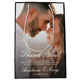 Sacola Para Presentes Média Foto Moderna Casamento Negro Obrigado