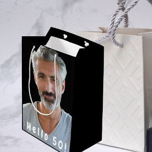 Sacola Para Presentes Média Foto personalizada de 50 anos saudação 50 cara
