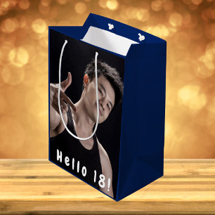 Sacola Para Presentes Média Foto personalizada de aniversário saudação 18 home