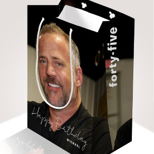 Sacola Para Presentes Média Foto personalizada de qualquer tendência de aniver