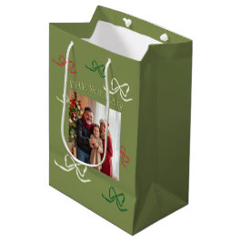 Sacola Para Presentes Média Foto Personalizada de Uma Grande Família em Tons P