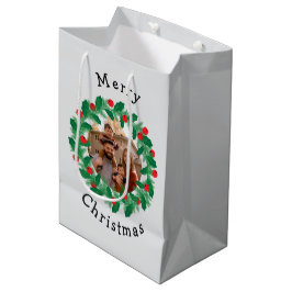 Sacola Para Presentes Média Foto personalizada do Feliz Natal