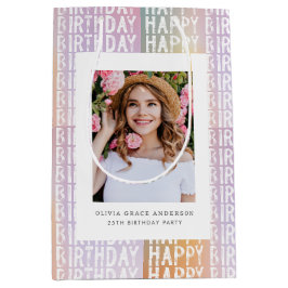 Sacola Para Presentes Média Foto personalizada Feliz Aniversário Personalizado