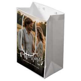Sacola Para Presentes Média Foto Personalizada Feliz Dia dos Namorados Elegant