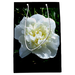 Sacola Para Presentes Média Fotografia floral branca de pénia branca Elegante