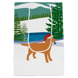 Sacola Para Presentes Média Fox Red Labrador — Vista de inverno de inverno