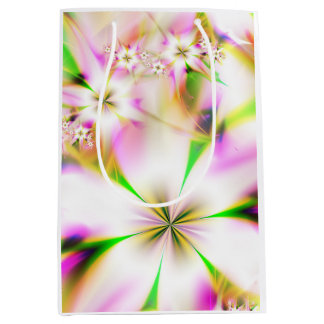 Sacola Para Presentes Média fractal floral