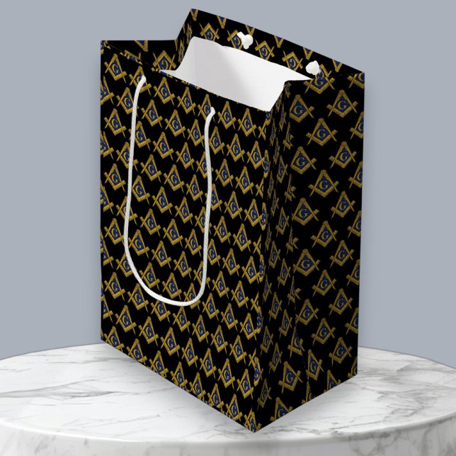 Sacola Para Presentes Média Freemason Masonic Square e Compass Freemasonry (Criador carregado)