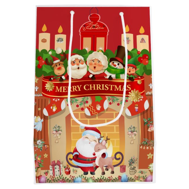 Sacola Para Presentes Média Frohe Weihnachten  (Verso)