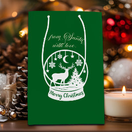 Sacola Para Presentes Média From Santa With Love Snow Globe Deer