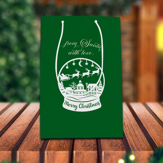 Sacola Para Presentes Média From Santa With Love Snow Globe Santa (Criador carregado)