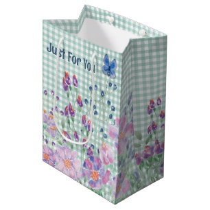 Sacola Para Presentes Média Fronteira Floral Com Borboleta