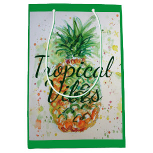 Sacola Para Presentes Média Fruta de ananás Limão tropical Víblias tropicai