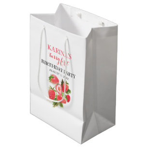 Sacola Para Presentes Média Fruta Strawberry primeiro aniversario Summer