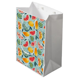 Sacola Para Presentes Média Frutas Coloridas de Verão