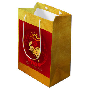 Sacola Para Presentes Média FU Chinês Lanterna-Sorte Horse Ano Saudação MGB2