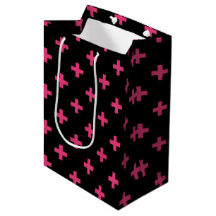 Sacola Para Presentes Média Fuchsia polka cruza a preto