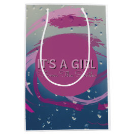 Sacola Para Presentes Média Fuchsia Romântica e Pincelada Rosa Soft