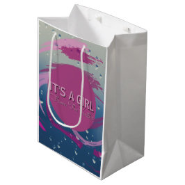 Sacola Para Presentes Média Fuchsia Romântica e Pincelada Rosa Suave